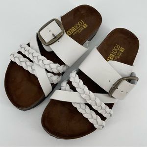 White Mountain Women’s Healing Footbed Sandals White Braided Leather 6M New